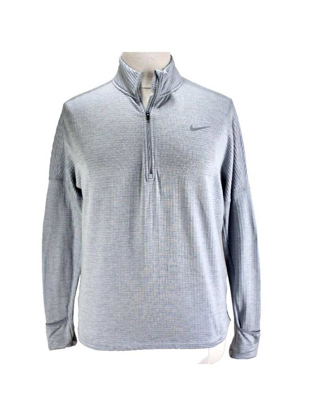 Nike Running Dri Fit Half Zip Pullover Womens Size XL Gray Long Sleeve Thumbhole